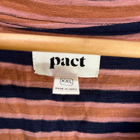 Pact, Women’s Harvest Stripe Easy Slub V-Neck Tee, XXL - Picture 3 of 4